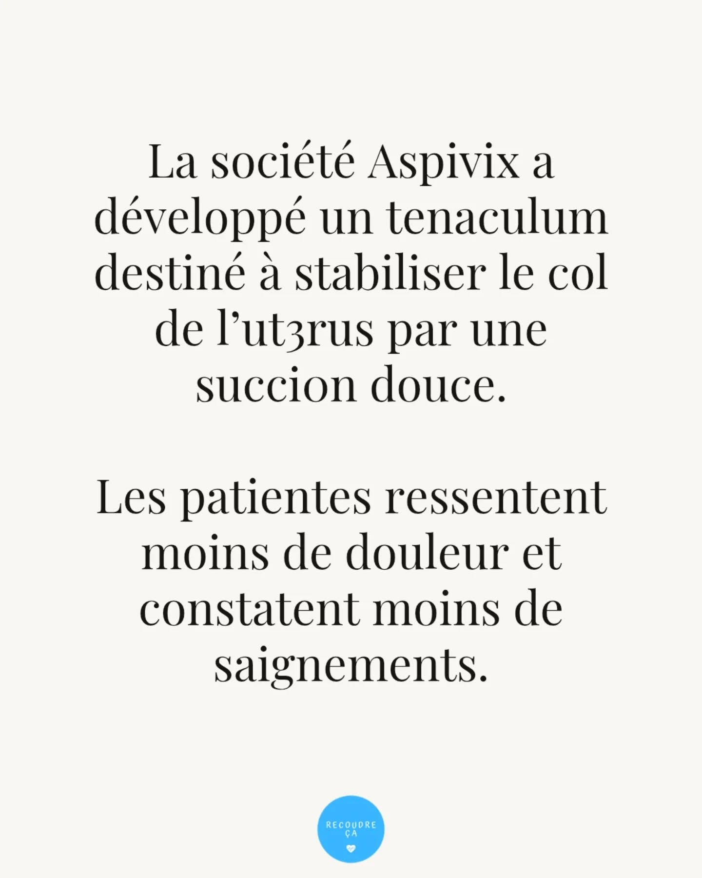 Petit rectificatif concernant cette innovation : Aspivix a développé un tenaculum (et non un sp3culum)
#recoudreca #moncorpsmonchoix #stopviolencesfaitesauxfemmes #stopvog #libererlaparole