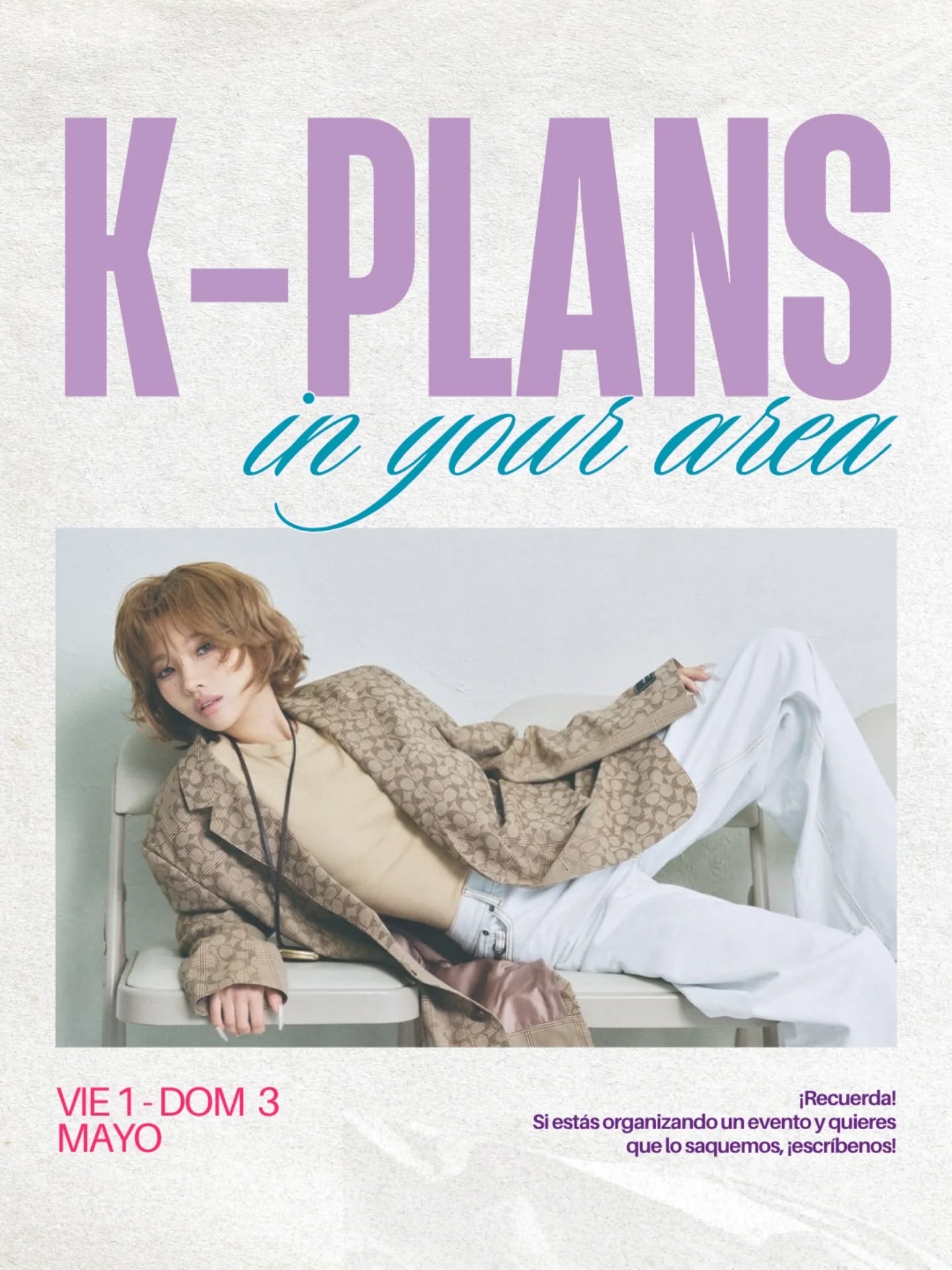 ¡¡K-Piñers!! 🍍💜 Sabéis lo que toca, ¿verdad? Sí, ¡hoy es jueves de K-Plans in your area! 💕
¡Esta semana vuelve a haber un montón de K-Plans! 💥 ¿Tenéis pensado acudir a alguno este finde? 👀
Aquí dejamos los que faltan por etiquetar:
📍ASTURIAS
🗓 MERIENDA CON TOPLOADERS
💁 @tfreakasturias
📍MÁLAGA
🗓 QUEDADA HALLYU
💁 @asociacion_hallyu
📍GAVÀ
🗓 ANIVERSARI I-DLE
💁 @kpopgava ¡¡K-Piñers!! 🍍💜 Sabéis lo que toca, ¿verdad? Sí, ¡hoy es jueves de K-Plans in your area! 💕
¡Esta semana vuelve a haber un montón de K-Plans! 💥 ¿Tenéis pensado acudir a alguno este finde? 👀
Aquí dejamos los que faltan por etiquetar:
📍ASTURIAS
🗓 MERIENDA CON TOPLOADERS
💁 @tfreakasturias
📍MÁLAGA
🗓 QUEDADA HALLYU
💁 @asociacion_hallyu
📍GAVÀ
🗓 ANIVERSARI I-DLE
💁 @kpopgava